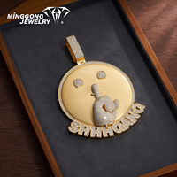 Pendentif personnalisé en moissanite plaqué or argent 10K/18K/22K, style Hip Hop, design emoji Shutup, bijoux fins pour rappeurs