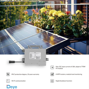 SUN-M160G4-EU 1.6kW IP67 กันน้ำ สำหรับระเบียงบ้านและดาดฟ้า 4 MPPT Wi-Fi ไมโครอินเวอร์เตอร์ SUN-M160G4-EU-Q0 ประสิทธิภาพสูง 97.9% - Product Image 1