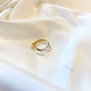 Dylam New Arrivals Double <b>Rings</b> Ins Irregular Geometry S925 <b>Open</b> Adjustable <b>Rings</b> for Women Girl - Product Image 5