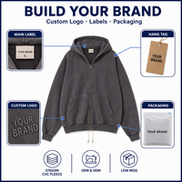 Ensemble de survêtements en molleton épais 370 GSM effet vieilli, teint à la cire, délavé à l'acide, personnalisé, avec sweat à capuche entièrement zippé pour tenues streetwear