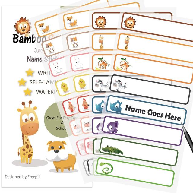 Self-Laminating Waterproof and Oil-Proof Write-On Name Stickers for Daycare Kids and Students Personalized School Bottle Labels