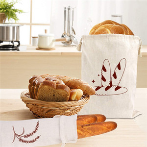 Экологичная хлопковая сумка-мешок Long Bakery из органического льняного холста с завязками для упаковки тостового хлеба - Product Image 5