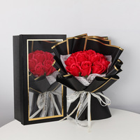 10pcs Bouquet de roses artificielles en savon, boîte cadeau décorative pour petite amie, remise de diplôme et Noël