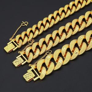 Bracelet chaîne cubaine JXX personnalisé plaqué or 24 carats, style hip-hop, en laiton, vente en gros, bracelets ou joncs à breloques - Product Image 1