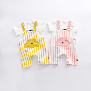 Échantillon Gratuit : Ensemble de Vêtements Bébé avec Bretelles, Pantalon et T-shirts Simples, Ensemble Barboteuse Fille - Product Image 2