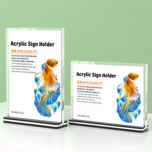 5x7 A4 A5 A6 pemegang tanda akrilik bening dudukan Menu plastik atas meja hitam basis tanda akrilik untuk pernikahan Restoran Promosi ritel - Product Image 1