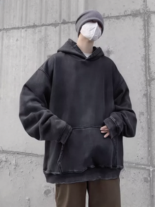 Unisex Tùy Chỉnh Thêu Áo Nặng Axit Rửa Sạch Lông Cừu Áo Rắn Mô Hình 100% Bông Phun Kỹ Thuật Xl Mùa Thu - Product Image 2