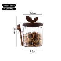 Pot de rangement en verre rayé couvercle en bois cuillère en acier inoxydable cuisine herbe épices pot de stockage des aliments livraison directe poids léger