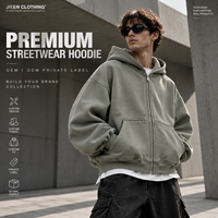Vente en gros de sweats à capuche zippés personnalisés, surdimensionnés, épais, style streetwear, décontractés, fournisseur d'usine de vêtements