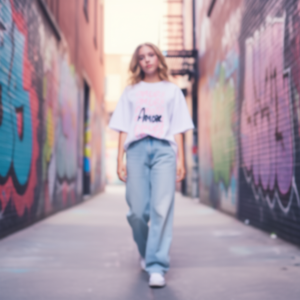 T-Shirt Oversize Amore con Grafica Streetwear Y2k Rosa Carina per Bambini - Product Image 3