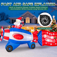 Avion de Noël gonflable de 11 pieds avec Père Noël et éclairage LED – Décoration de Noël pour jardin, pelouse, maison, extérieur, fête de fin d'année