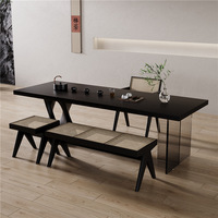 Nouveau design table en bois massif noir table à manger classique maison table à manger rustique