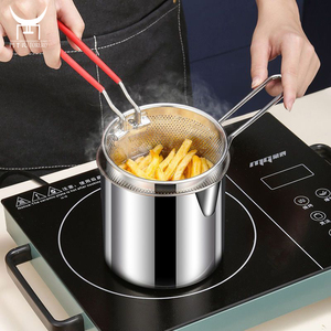 304 Stainless Steel <strong>Frying</strong> <strong>Pan</strong> Multifunctional <strong>Small</strong> Pot Household Deep Pot Gas Mini Pot with Filter Oil-saving <strong>Frying</strong> <strong>Pan</strong> - Product Image 3