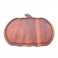 Plateau en bois élégant en forme de citrouille, accessoire de cuisine, plateau décoratif à surface lisse, adapté pour Halloween, Noël