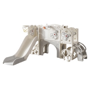 Area Giochi per Bambini in Plastica con Scivolo e Zona per Arrampicata, Set Sicuro per Parco Giochi al Coperto - Product Image 1