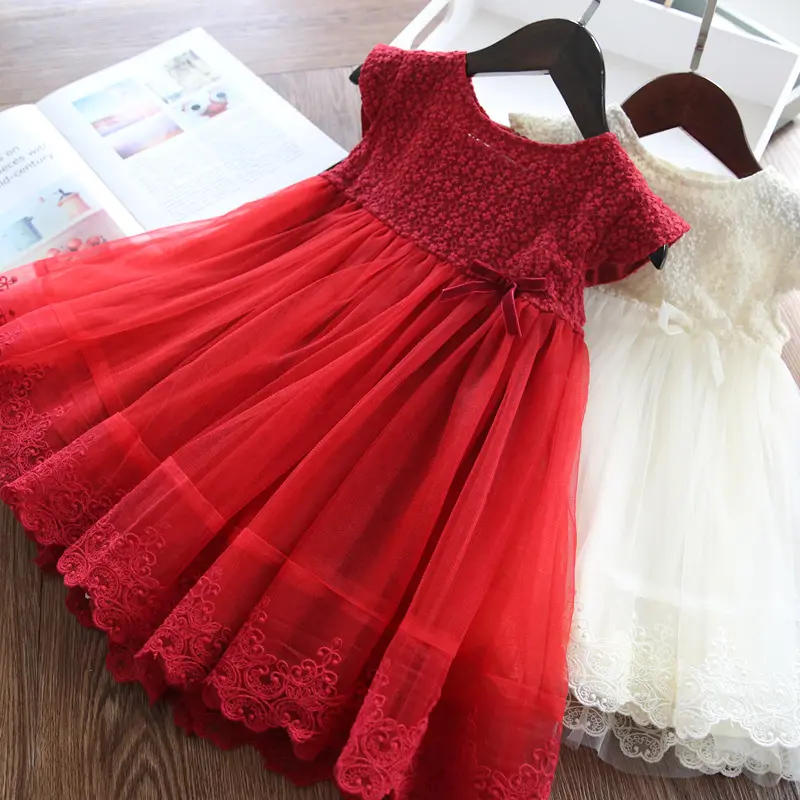 Trẻ Em Boutique Trẻ Em Khiêu Vũ Biểu Diễn Hàng May Mặc Đáng Yêu Cô Gái Cap Tay Áo Lưới Puffy Princess Dress