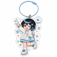Llavero de acrílico personalizado con diseño de marinero lavanda, patrón de estrellas y luna, estilo Chibi, anillo, dije de papelería de anime Kawaii para reventa
