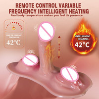 Stimulateur clitoridien et anal à télécommande, avec fonctions de poussée et de chauffage, Godemiché réaliste pour le plaisir intime