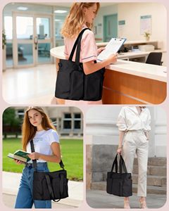 กระเป๋าโท้ทขนาดใหญ่หลายช่องใส่ของได้เยอะ พร้อมช่องใส่แล็ปท็อป ผ้ากันน้ำน้ำหนักเบา สายรัดติดกับรถเข็น สำหรับใช้ในชีวิตประจำวัน - Product Image 6