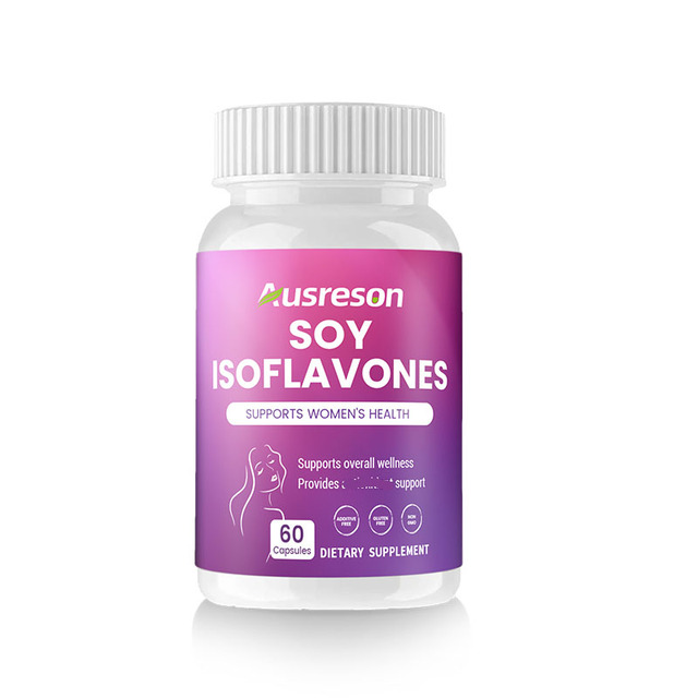 Ausreson OEM Organic Soy Isoflavones Capsules Vitamin Beauty Support Dietary Supplement Soy Isoflavones Capsules for Menopause
