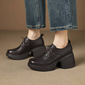 European American Style Retro <b>Round</b> Head Simple Lacing Closed <b>Toe</b> Chunky <b>Heel</b> Ankle Boots-Classic Fashion - Product Image 3
