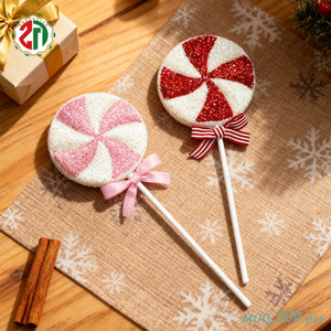 Sucettes de Noël personnalisées en vrac, mignonnes, roses et rouges, avec nœud décoratif, pour Noël, sucettes scintillantes, décoration de fête pour enfants à la maison - Product Image 1
