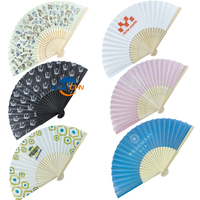 Éventail pliant classique en bambou et tissu, peint à la main, style chinois/espagnol, pour mariage, fête, spectacle ou danse