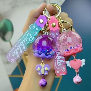 Cute Dried Flower Liquid Keychain Liquid <b>Floating</b> Flower Bag Car Pendants Acrylic Wind Chime Keyrings - Product Image 1
