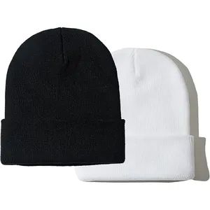 Fabrik Großhandel solide individuelle Winterwarme Strickunst Unisex Beanie Hüte für Herren und Damen