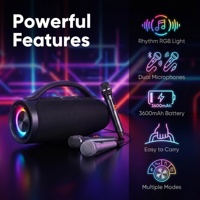 Enceinte portable RGB pour karaoké, mini enceinte portable d'extérieur avec subwoofer et 2 microphones
