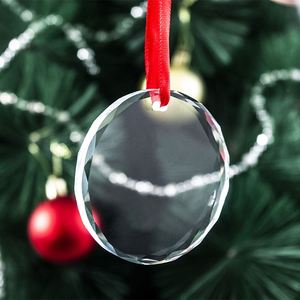Vente en gros d'ornements de Noël ronds en cristal transparent de 60 mm, pour gravure au laser et impression UV - Product Image 4