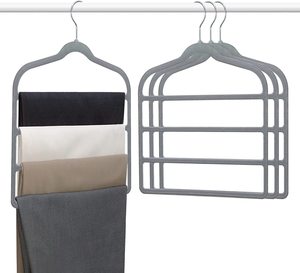 Cintres <span class=keywords><strong>en</strong></span> velours noir à 4 couches rotatifs à 360 ° Cintres <span class=keywords><strong>en</strong></span> <span class=keywords><strong>satin</strong></span> antidérapants durables de 18 pouces avec tissu <span class=keywords><strong>en</strong></span> métal - Product Image 3