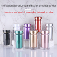 Flacon Pharma en plastique pour bouteille de tablette en stock Tablettes source personnalisables Étiquettes d'emballage 180 ML Boîte à pilules de sérigraphie argentée PS