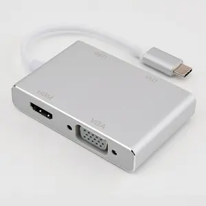 محول فيديو 3 في 1 بمنفذ USB من النوع C إلى VGA DVI أو HDMl - 4K