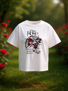 T-shirt da donna taglie forti con stampa rosa e ombrello, girocollo, manica corta, linea ad H, casual, traspirante, in cotone, per tutte le stagioni - Product Image 2