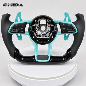 Volante Decorativo Personalizzato Nero Lucido Blu per <span class=keywords><strong>Audi</strong></span> R8 TT Mk2/Mk3 B8 RS TTS TTRS RS3-7 A3-A8 Q3-Q7 - Product Image 3