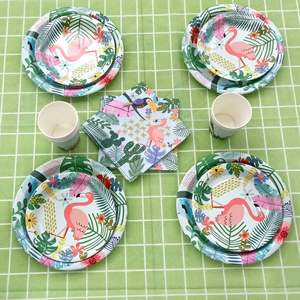 Assiettes en papier jetables OEM de 9 pouces pour fêtes tropicales, style moderne, conception CMJN, vente chaude directe d'usine pour fêtes d'anniversaire - Product Image 2