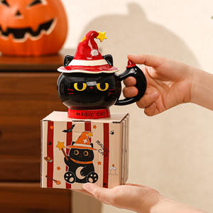 Taza de Cerámica Creativa con Tapa de Gato y Sombrero Mágico para Café de Oficina o Desayuno - Product Image 4