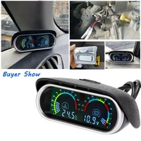 AD 2 in 1 LCD araç su sıcaklığı göstergesi su sıcaklık sensörü 10mm metre voltmetre gerilim dijital yatay 12v 24v aksesuarları