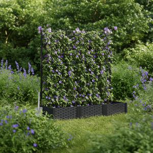 Jardinière en acier 47,24 x 15,75 x 49,41 pouces, noire, 3 pots à fleurs pour plantation en extérieur - Product Image 2