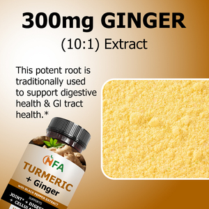 Tabletas de Cúrcuma y Jengibre OEM ODM 1450mg con Pimienta Negra, Apoyo para la Salud Digestiva, Salud del Tracto Gastrointestinal, Salud de las Articulaciones - Product Image 5