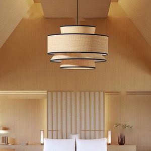 <span class=keywords><strong>Lampadario</strong></span> a Tamburo Moderno Stile Fattoria <span class=keywords><strong>con</strong></span> Paralume in Lino Bianco, Lampade a Sospensione per Isola Cucina, Ingresso, Camera da Letto - Product Image 1