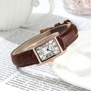 Montre pour femme exquise, style rétro, petite montre carrée, niche et haut de gamme, bracelet en cuir pour étudiants - Product Image 6