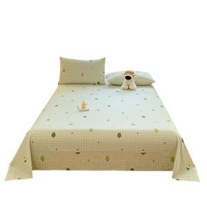 Simple Plant Pattern Cotton Bed Sheet Set 3 Pcs Cooling Home Use - Product Image 1
