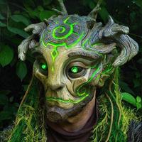 Forest Spirit Elf Led Masque Avec Coiffe, Masque De Mascarade En Latex Réaliste Halloween Cosplay Costumes Accessoires De Fête