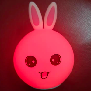 RGB <b>Rabbit</b> Tap Silicone <b>Table</b> Night light Bedside <b>Lamp</b> with usb rechargeable for Kids Bedroom Sleep Mode - Product Image 4