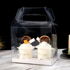 Cupcake-Schachtel 1/2 Kapseln einzel- und doppelt erhöhte Muffinbecher-Verpackung für Hand-Becher Dessert-Schachtel Papierbecher-Verpackungsboxw