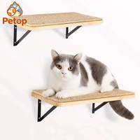 Étagère murale pour chat Petop en bois massif, perchoir flottant avec tapis à gratter en sisal, mobilier moderne, ensemble d'escalade gain de place
