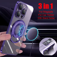 Coque de téléphone colorée en TPU+PC avec béquille invisible et chargement sans fil pour iPhone 13/14/15/16 – Style transparent tendance