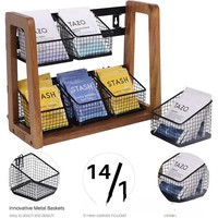 Organisateur de sachets de café et de sucre en fer et bois pour bar à domicile, support de rangement pour sachets de thé pour salon, étagère de rangement en bois